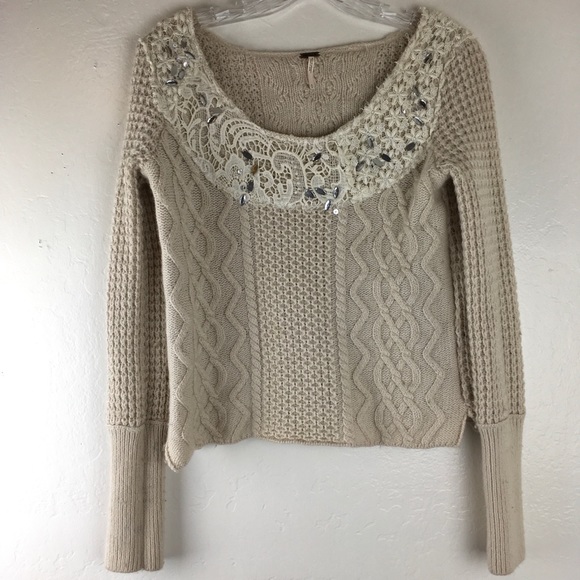 Free People Sweaters - Free People Lace & Knit Sweater Top